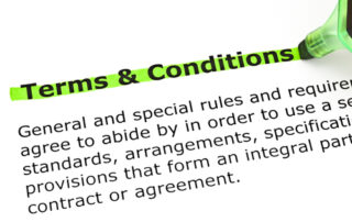 terms and conditions in highlighted text