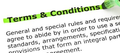 terms and conditions in highlighted text