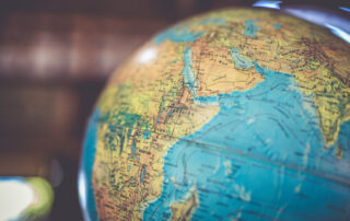 close up of a world globe