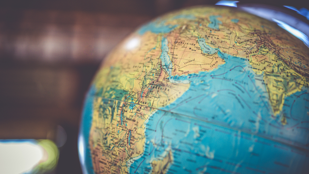 close up of a world globe