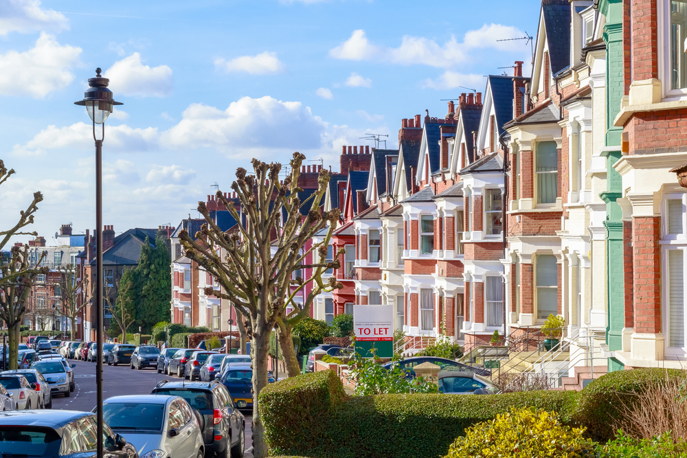 terraced housing in a suburban street