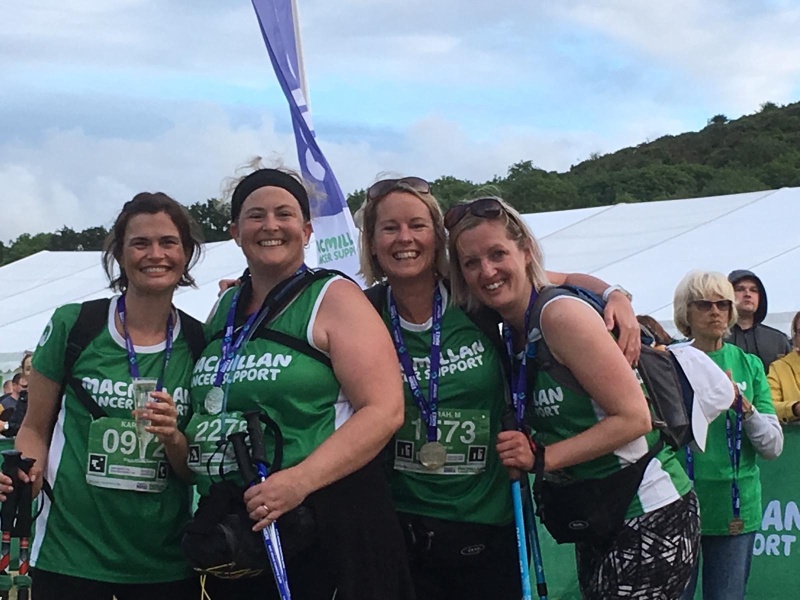 Joe Spring and friends at the finish line of the Jurassic Coast Mighty Hike